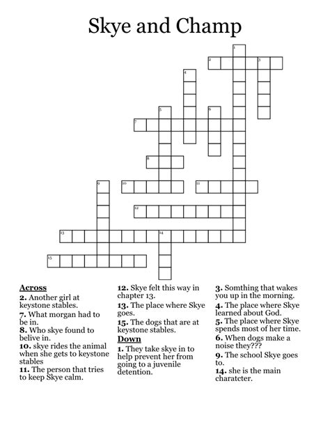 Skye and Champ Crossword - WordMint