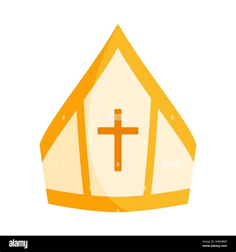 Golden bishop mitre hat with cross symbol on white background, isolated ...