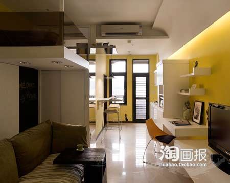 34平loft单身公寓，简约轻奢时尚，颜色搭配太美了！_空间_设计_电视