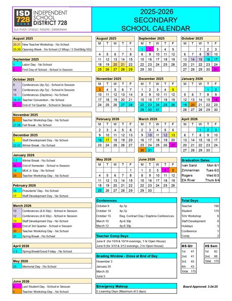 ISD 728 Independent School District 25-26 Calendar Revised [PDF ...