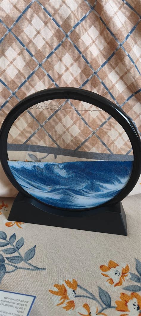 Harions 3D Dynamic Sand Art Showpieces Liquid Motion, Round Glass 3D ...