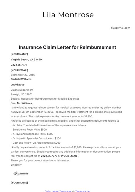 Image result for Insurance Claim Example