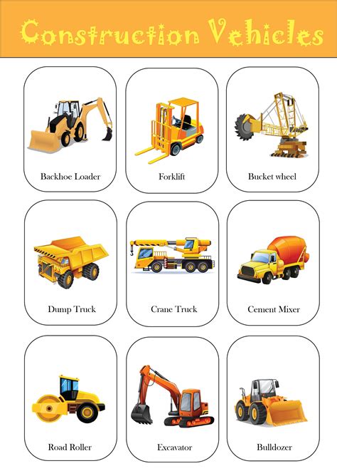 Construction Vehicles Printable Activity. Montessori | Etsy