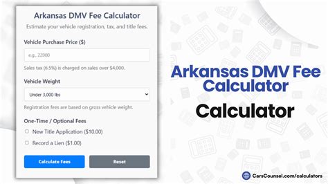 Arkansas Car Registration Fee Calculator - CarsCounsel