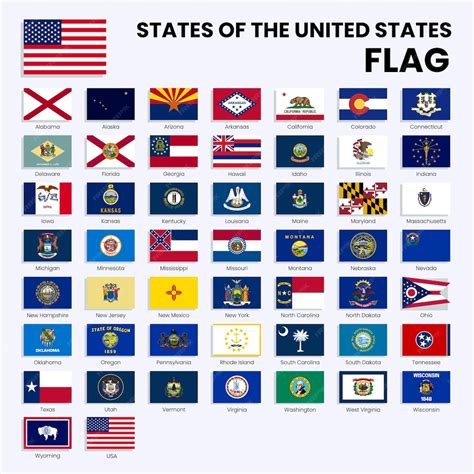 Premium Vector | All United States of America flags All USA States ...