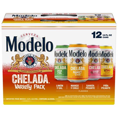 Modelo Chelada Variety Pack Mexican Import Flavored Beer 12 oz Cans, 12 ...
