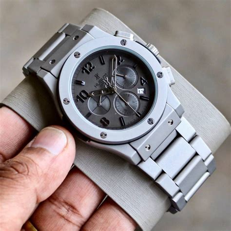 Imported Hublot Silver Chain Chronograph Watch For Men - Luxurywatchfactory