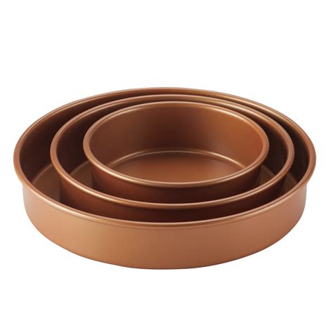 Ayesha Bakeware Round Cake Pan Set, 3-Piece, Copper - Walmart.com