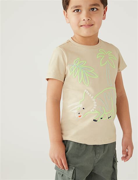 Buy Pure Cotton Dinosaur T-Shirt at Marks & Spencer