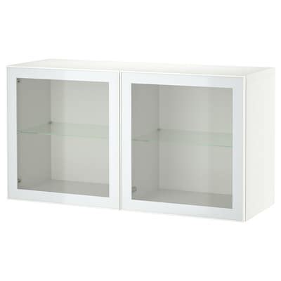 BESTÅ wall-mounted cabinet combination, white Glassvik/white/light ...