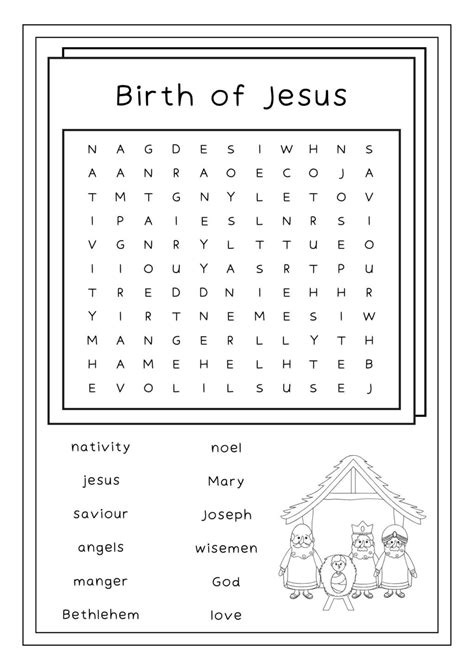Free Colorful Christian Christmas Word Search Worksheets | Download Festive Word Searches for ...