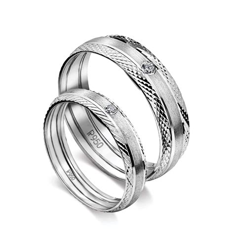 Platinum Love Bands with Single Diamonds & a Unique Texture JL PT 598 ...