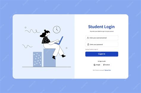 Student login page ui with flat illustration | Premium Vector