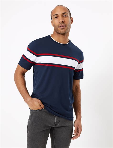 Buy Regular Fit Striped T-Shirt at Marks & Spencer