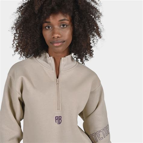 Women's Oversized Mock Neck Hoodie in Dark Sand | ANTETOKOUNBROS
