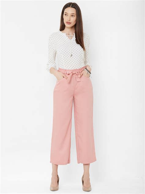 Buy Women Blush Pink Wide Leg Paper Bags | Kraus Jeans