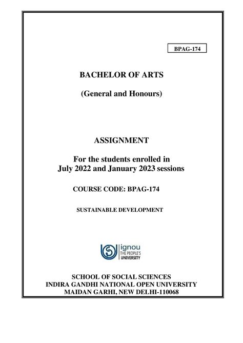 BPAG 174 - Copy - assigment - BACHELOR OF ARTS (General and Honours ...