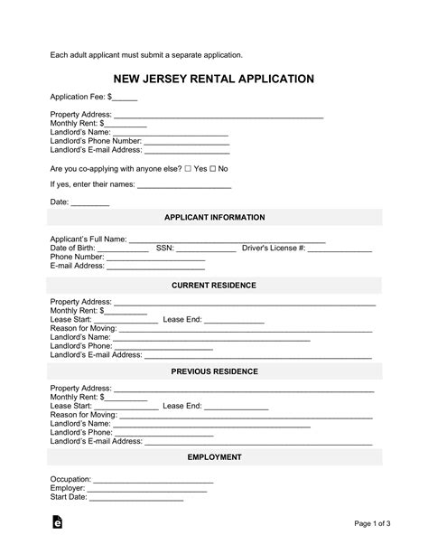 Free New Jersey Assoc. of Realtors Residential Lease Agreement Template ...