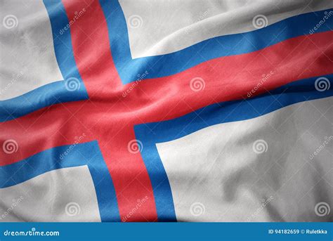 Waving Colorful Flag of Faroe Islands. Stock Image - Image of material ...