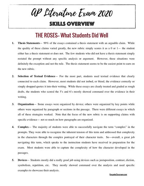 AP Lit Exam Grading 2020: My Main Takeaways — Bespoke ELA: Essay ...