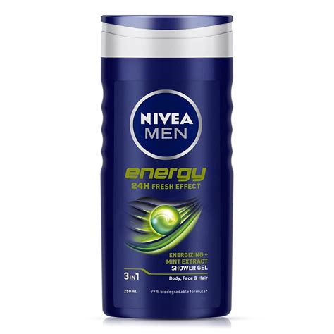 Buy NIVEA MEN Energy 250ml Body Wash| Shower Gel for Face, Body & Hair ...