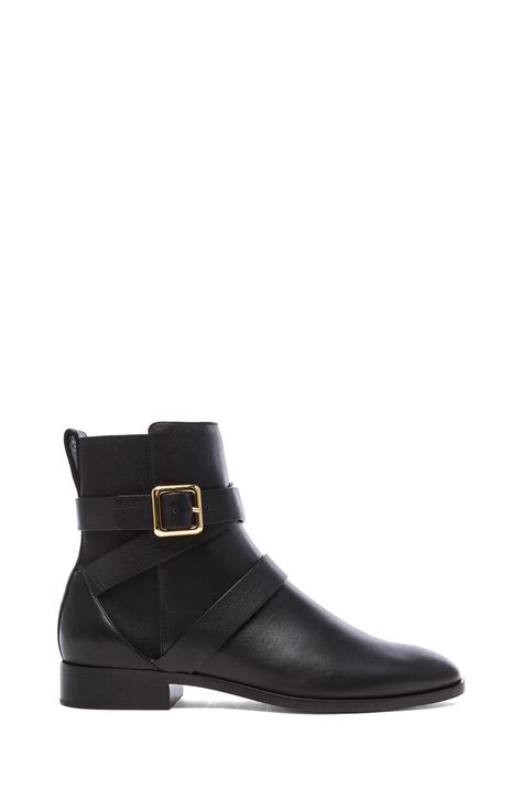 Chloe Djanis Leather Buckle Boots in Black | FWRD