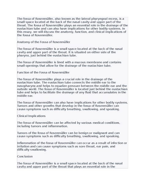 Fossa of rosenmuller - notes - The fossa of Rosenmüller, also known as the lateral pharyngeal ...