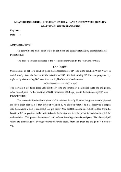 **Title: Chemistry S2 Lab: pH Measurement & Water Quality Assessment ...