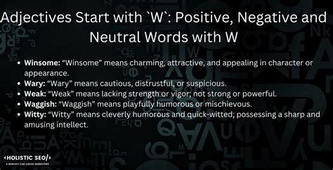 Adjectives Start with `W`: Positive, Negative and Neutral Words with W ...