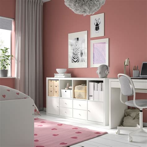 KALLAX shelving unit with 4 inserts, white, 147x77 cm (575/8x301/8") - IKEA
