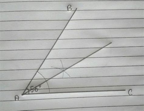 Draw an angle BAC of 56°. Construct the angle bisector of BÂC.can u ...
