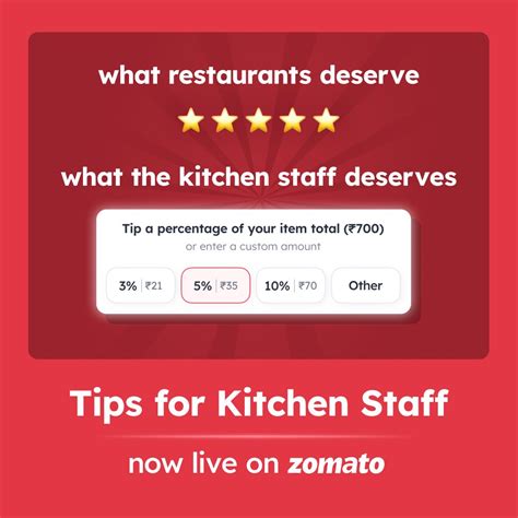 Introducing the new 'Tips for Kitchen Staff' feature - live now on the Zomato app. So the next ...