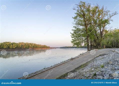 Sunrise Over Missouri River and a Boat Ramp at Dalton Bottom Stock ...