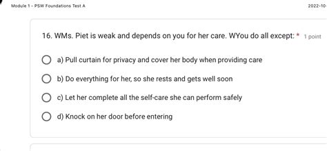 Image result for PSW Module 1A Test