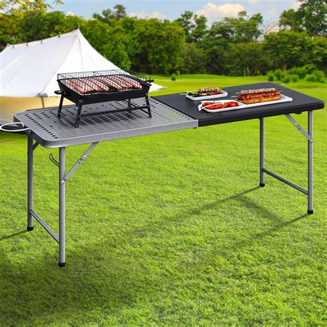 Dextrus 6Ft Portable Folding Grill Table, Metal Outdoor Table, Camping ...
