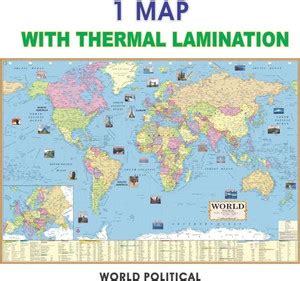 ENGLISH POLITICAL MAP OF WORLD | Laminated English Map | Map Size ...