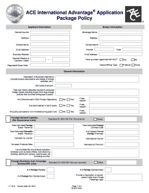 ACE International Advantage Application Package Policy - Fill and Sign ...