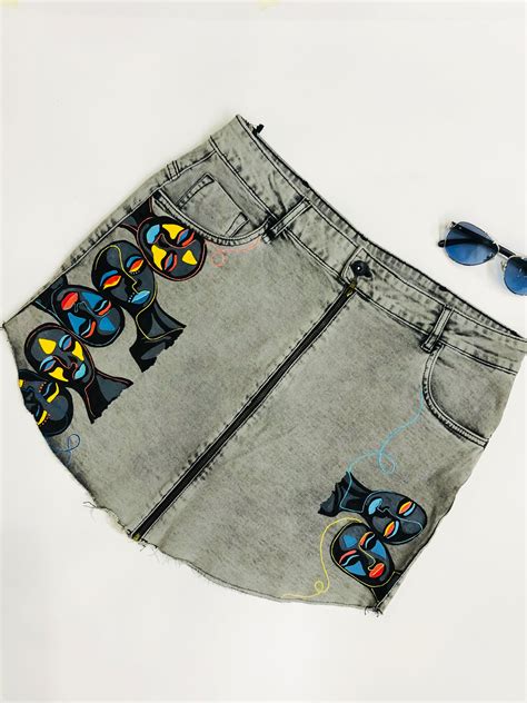 Denim Skirt With Faces | Hobby Ideas