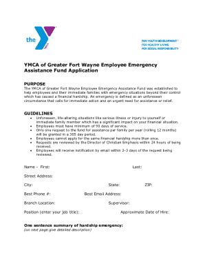 Fillable Online YMCA Employee Emergency Assistance Fund Application ...