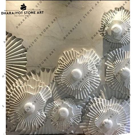 Elegant 3D Hand-Carved Abstract Floral Stone Wall Mural – Dharajyot ...