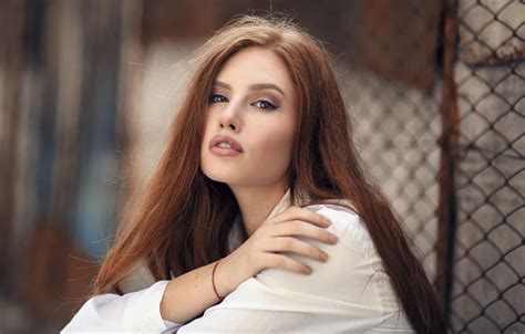 Wallpaper Girl, Red, White, Beauty, View, Hair, Blouse, Hazel for ...