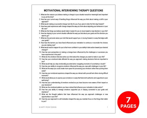 Motivational Interviewing Therapy Questions, Counseling Questions ...