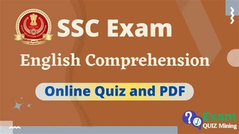 SSC English Comprehension Quiz and PDF