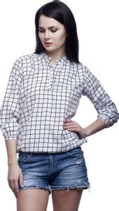 Mallory Winston Casual 3/4 Sleeve Checkered Women White Top - Buy White ...