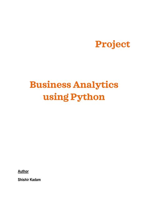 Practical Business Analysis Using Python 的图像结果