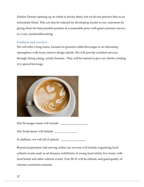 Business Plan For Coffee Shop Template