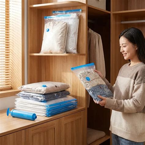 Vacuum Storage Bags with Suction Pump & Shirt Clips | Space Saver ...