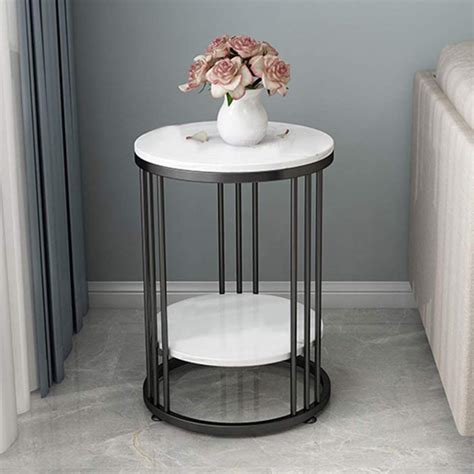 Lenakel Sizkon® Metal Round Coffee Table with Extra Shelf for Bedroom ...