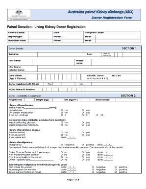 Kidney Donor Form - Fill Online, Printable, Fillable, Blank | pdfFiller