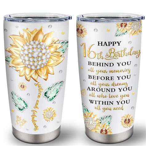 Buy Biomlon 16th Birthday Tumbler 20oz, 16th Birthday Decorations for ...